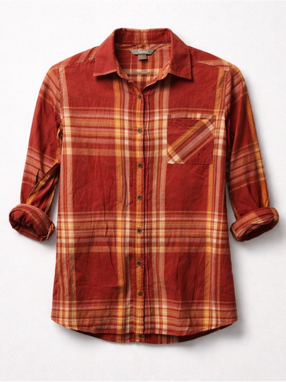 Natural Reflections Plaid Tie Sleeve Embroidered Back Panel Shirt